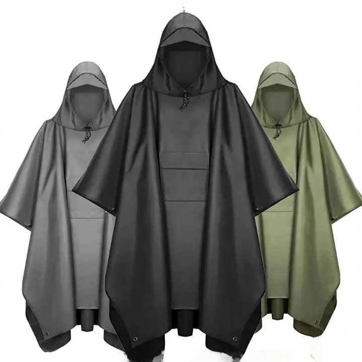 Regenponcho wasserdicht mit Kapuze - 3-in-1 Poncho, Tarp & Schlafsackschutz