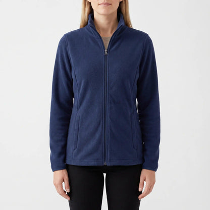 Fleece-Übergangsjacke für Damen in Marineblau mit Zip-Taschen