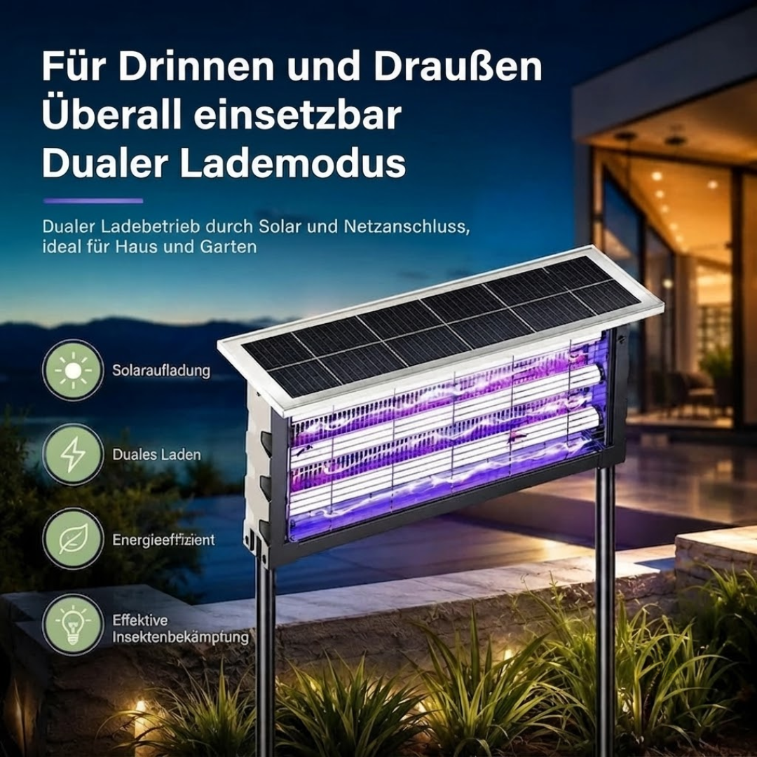 Solar Mückenlampe XXL - Drei UV-Röhren - Innen Außen Dualer Lademodus