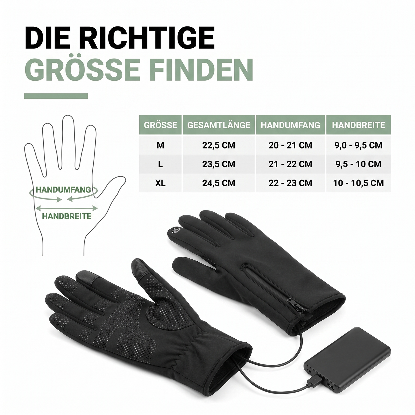 Beheizte Handschuhe wasserdicht winddicht mit Powerbank