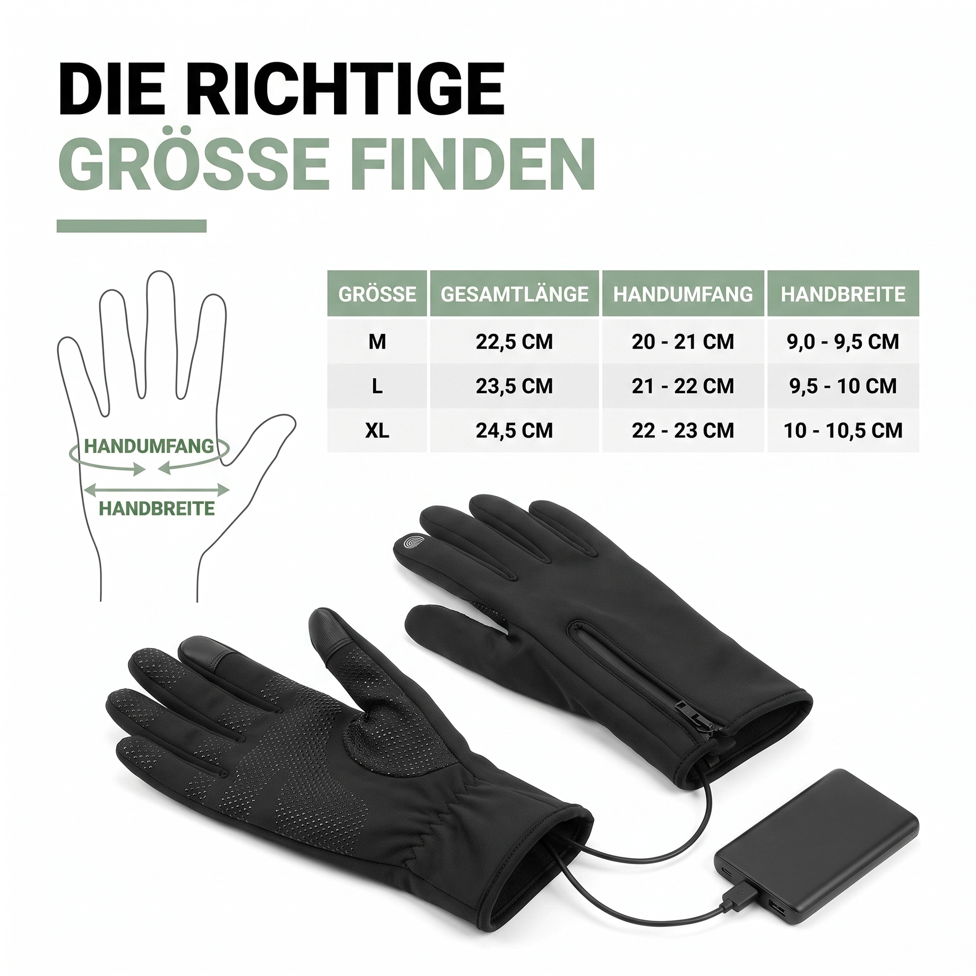 Beheizte Handschuhe wasserdicht winddicht mit Powerbank
