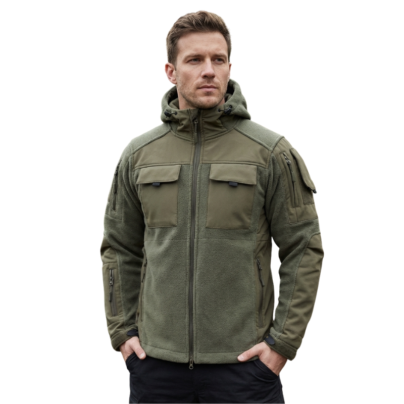 Fleecejacke Herren - Taktisch mit Kapuze - Camouflage & Uni