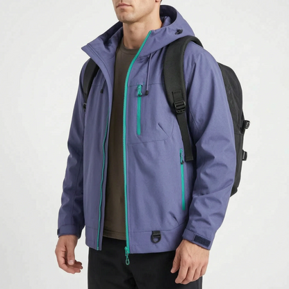Wasserabweisende Outdoorjacke mit Kapuze und drei Reißverschlusstaschen – Ansicht 5
