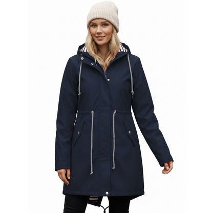 Regenmantel Damen Lang - Übergangsjacke mit Kapuze, bis 5XL