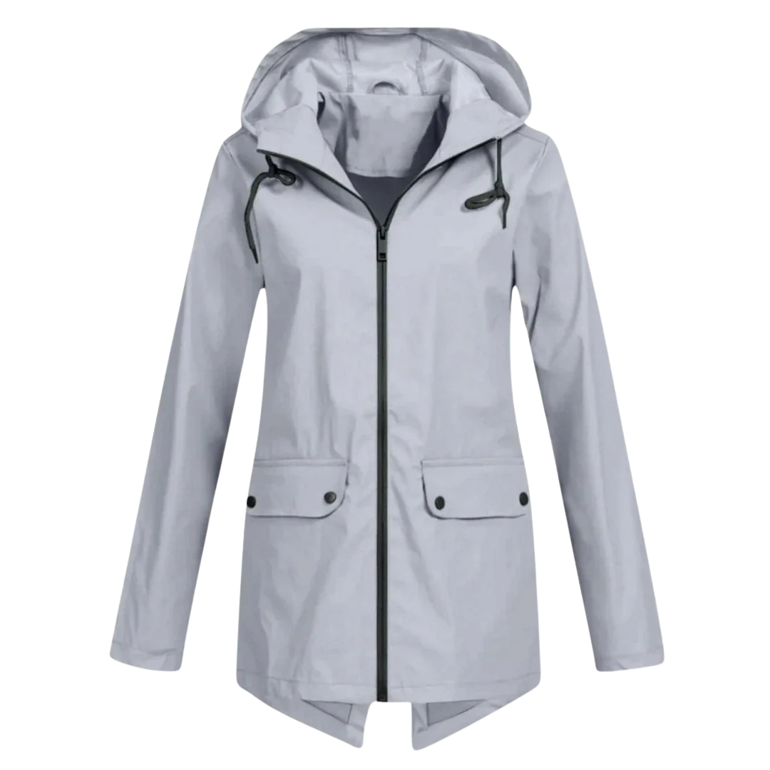 Regenmantel Damen Leicht - Lange Übergangsjacke mit Kapuze