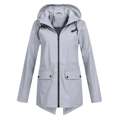 Regenmantel Damen Leicht - Lange Übergangsjacke mit Kapuze