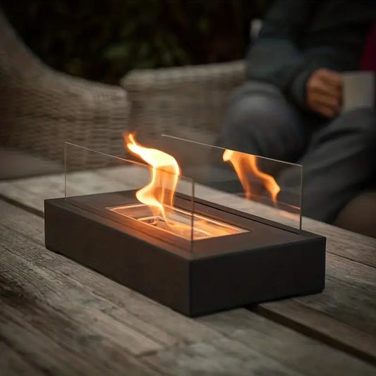 Bioethanol Tischkamin - Rechteckiges Tischfeuer für Innen & Außen