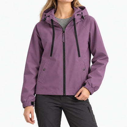 3-in-1 Jacke Damen in Mauve mit Raglanärmeln und Klettbündchen am Handgelenk