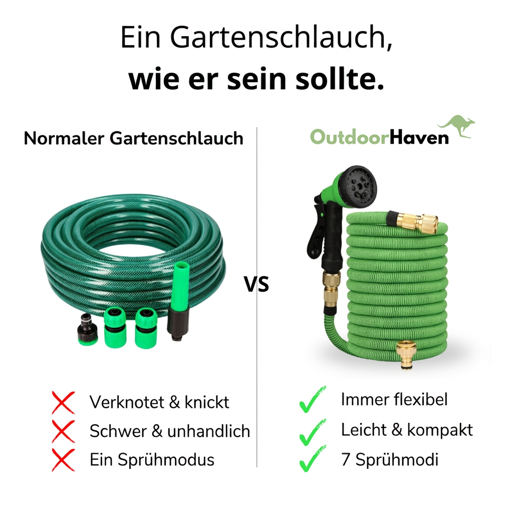 Flexibler Gartenschlauch mit 7 Sprühfunktionen – Knickfrei & Leicht – 15/22/30 Meter