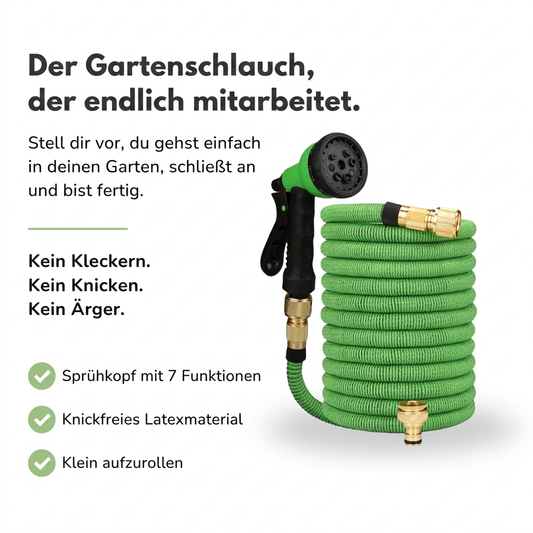 Flexibler Gartenschlauch mit 7 Sprühfunktionen – Knickfrei & Leicht – 15/22/30 Meter