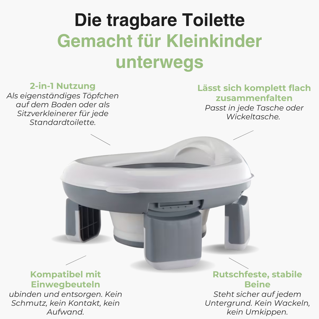 Notfalltoilet Tragbar Faltbar - Reise Töpfchen Kleinkind - Outdoor Camping