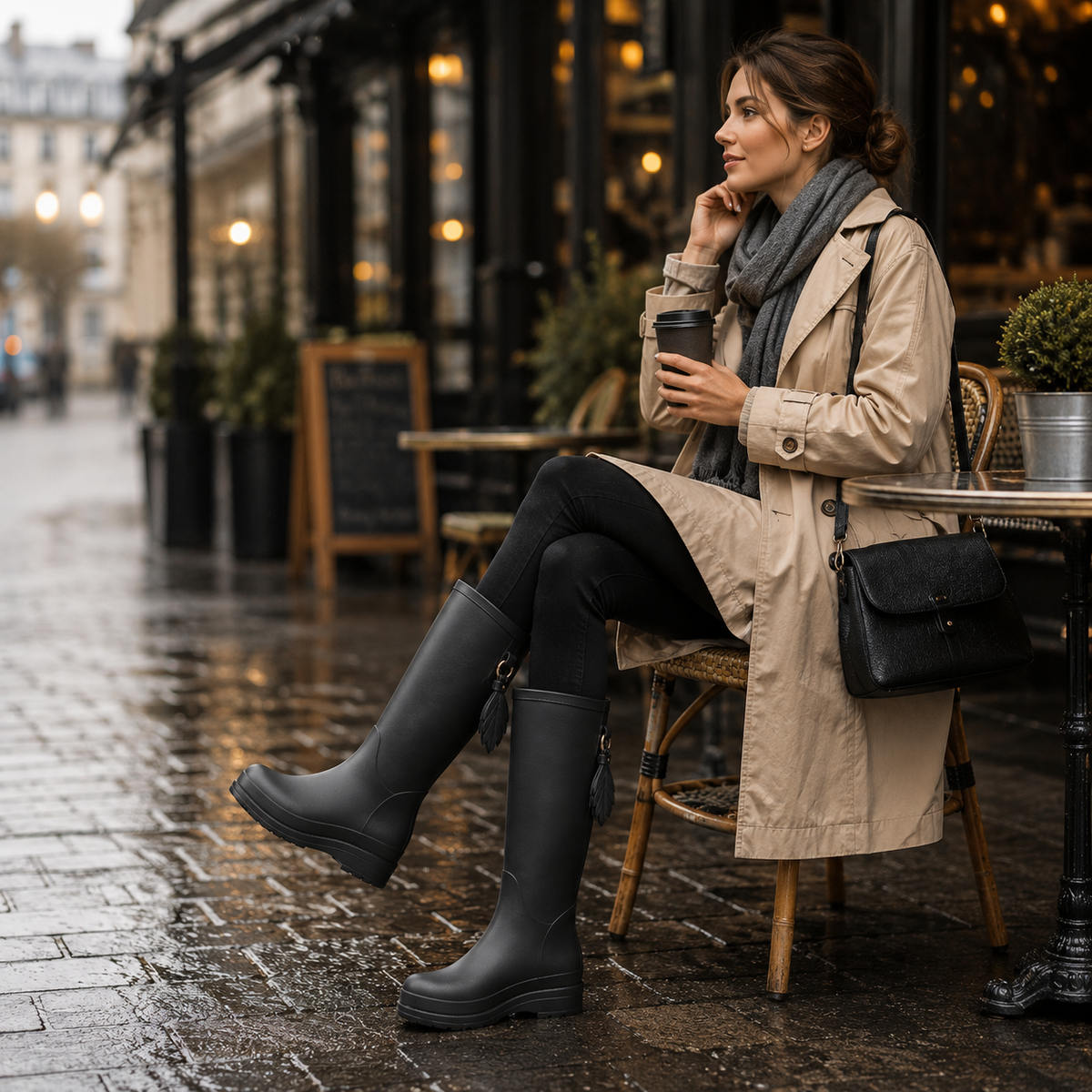 Regenstiefel Damen Halbhoch Wasserdicht Slip On aus PVC