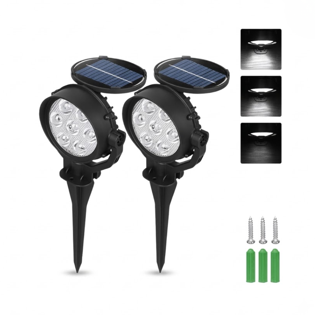 Solar-Gartenstrahler LED IP65 – 180° Verstellbar – Set mit 2 Stück