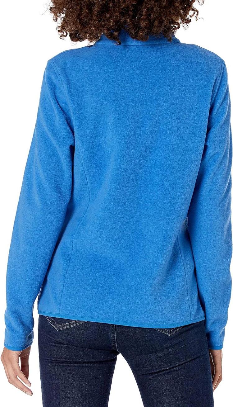 Blaue Damen-Fleecejacke von hinten