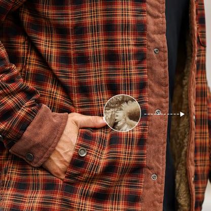 Flanelljacke Herren oliv kariert im Holzfäller-Look