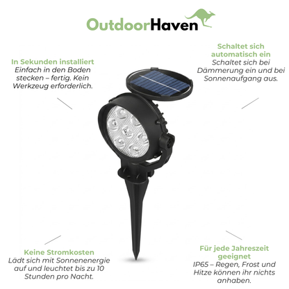 Solar-Gartenstrahler LED IP65 – 180° Verstellbar – Set mit 2 Stück