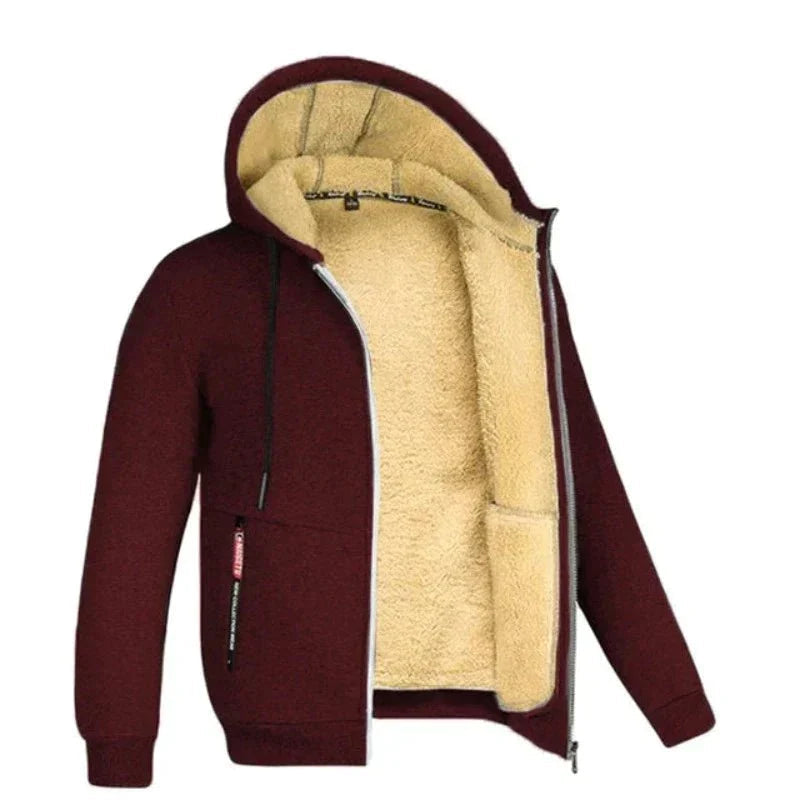 Kapuzenjacke Herren - Strickjacke mit Kapuze - Sherpa-Fleece-Futter