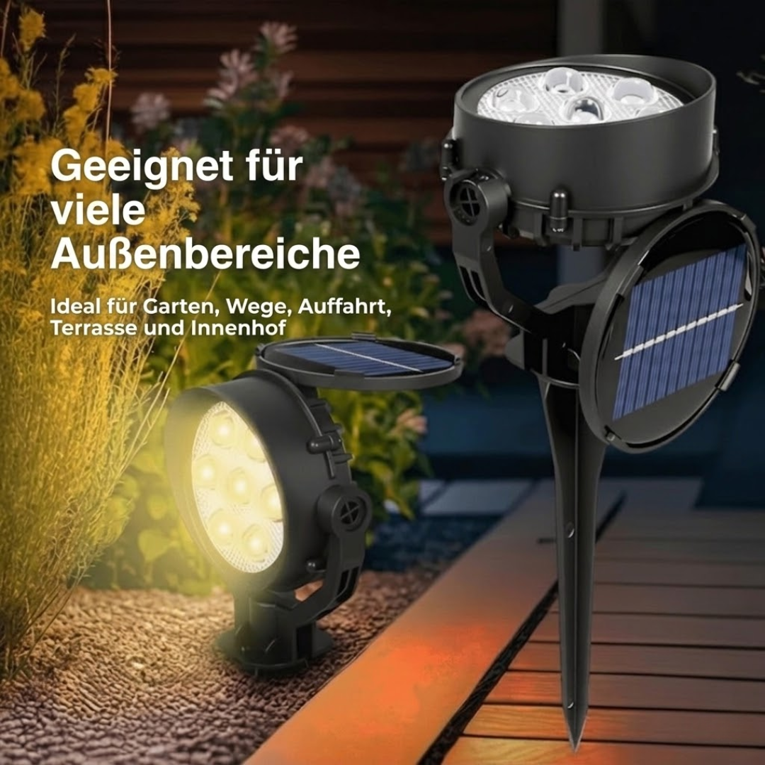 Solar-Gartenstrahler LED IP65 – 180° Verstellbar – Set mit 2 Stück
