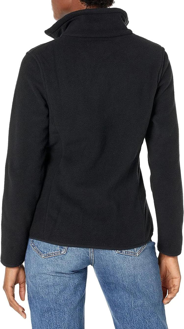 Schwarze Damen-Fleecejacke von hinten