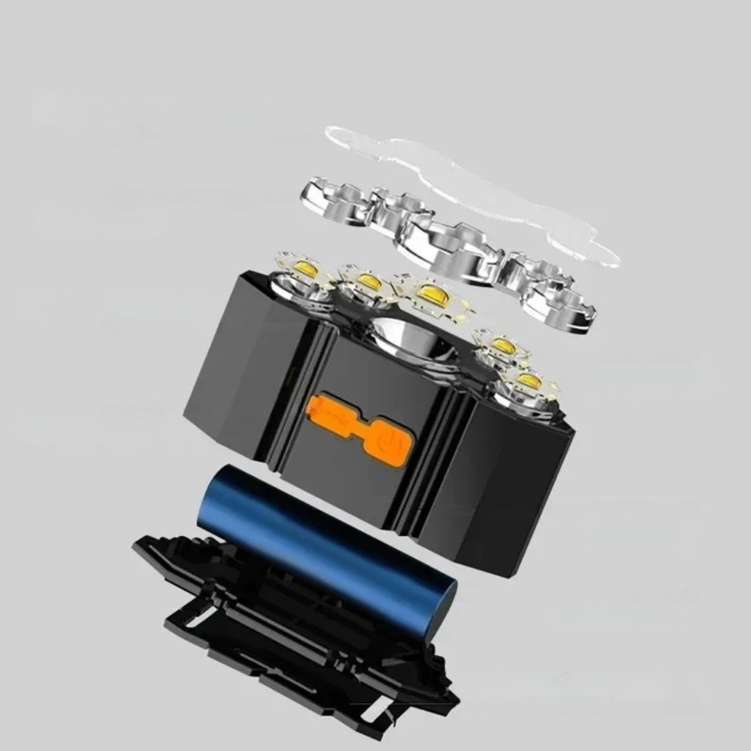 LED Stirnlampe USB - 5 LEDs, 4 Leuchtmodi & SOS - Spritzwasserfest
