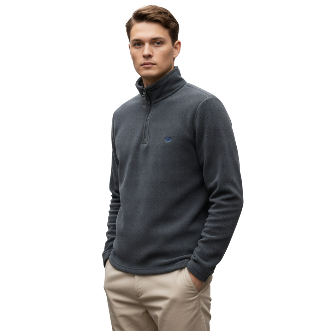 Half-Zip Fleecepullover – doppelseitiges Polar-Fleece – Stehkragen – Herren