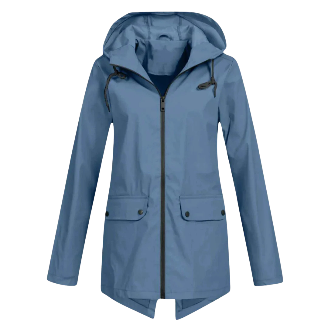 Regenmantel Damen Leicht - Lange Übergangsjacke mit Kapuze