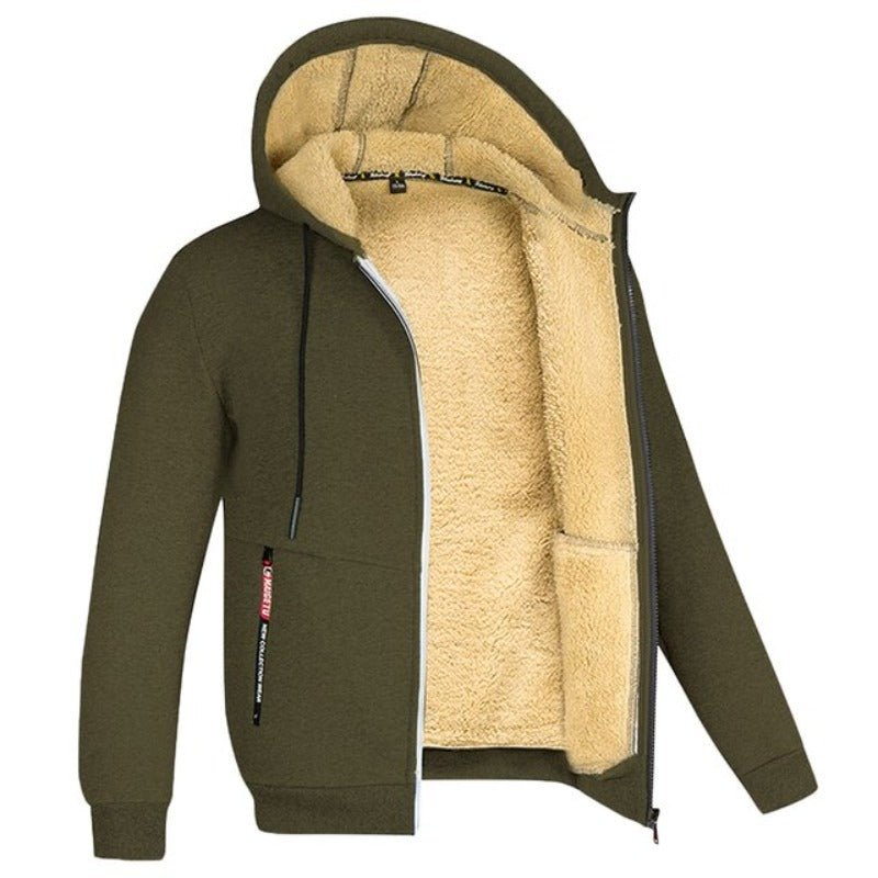 Kapuzenjacke Herren - Strickjacke mit Kapuze - Sherpa-Fleece-Futter
