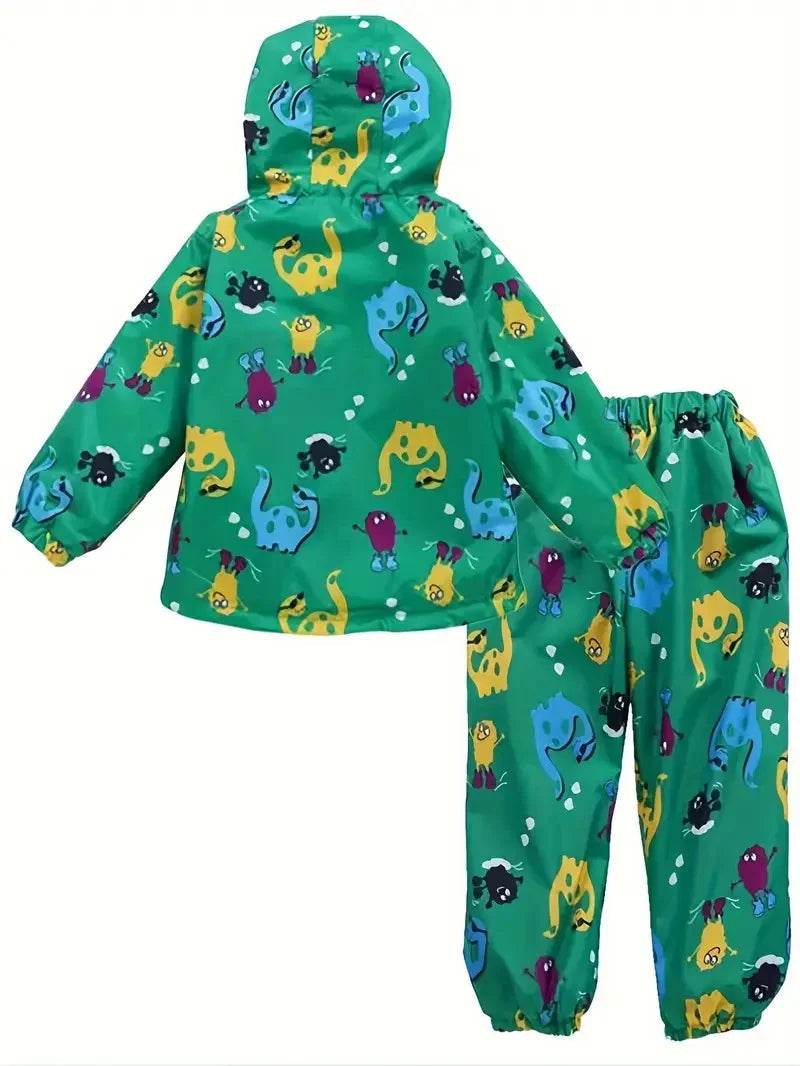 Zweiteiliges Kinder-Outdoorset aus Jacke und Hose mit Cartoon-Print – Ansicht 9