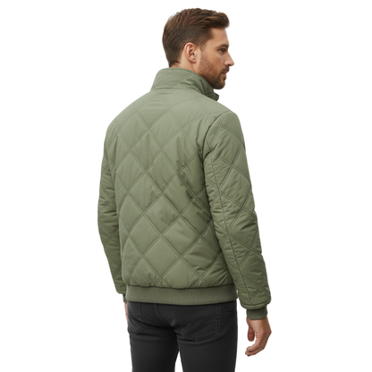 Steppjacke Herren gefüttert - Stehkragen - Rautensteppung