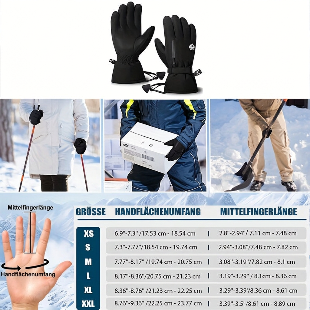 Skihandschuhe wasserdicht - Touchscreen - mit Handschlaufe