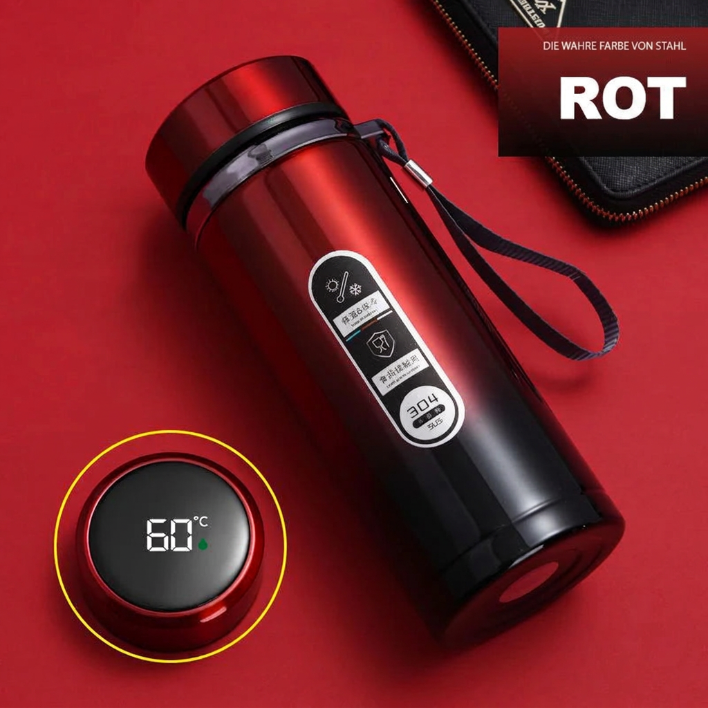 Thermosflasche mit LED-Temperaturanzeige - Edelstahl - 500 ml / 1 L