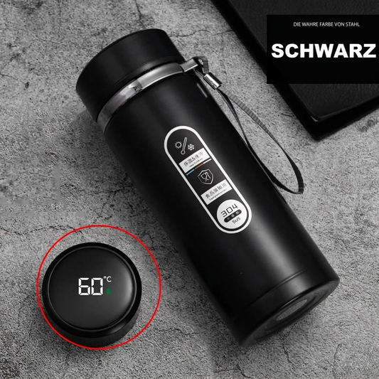 Thermosflasche mit LED-Temperaturanzeige - Edelstahl - 500 ml / 1 L