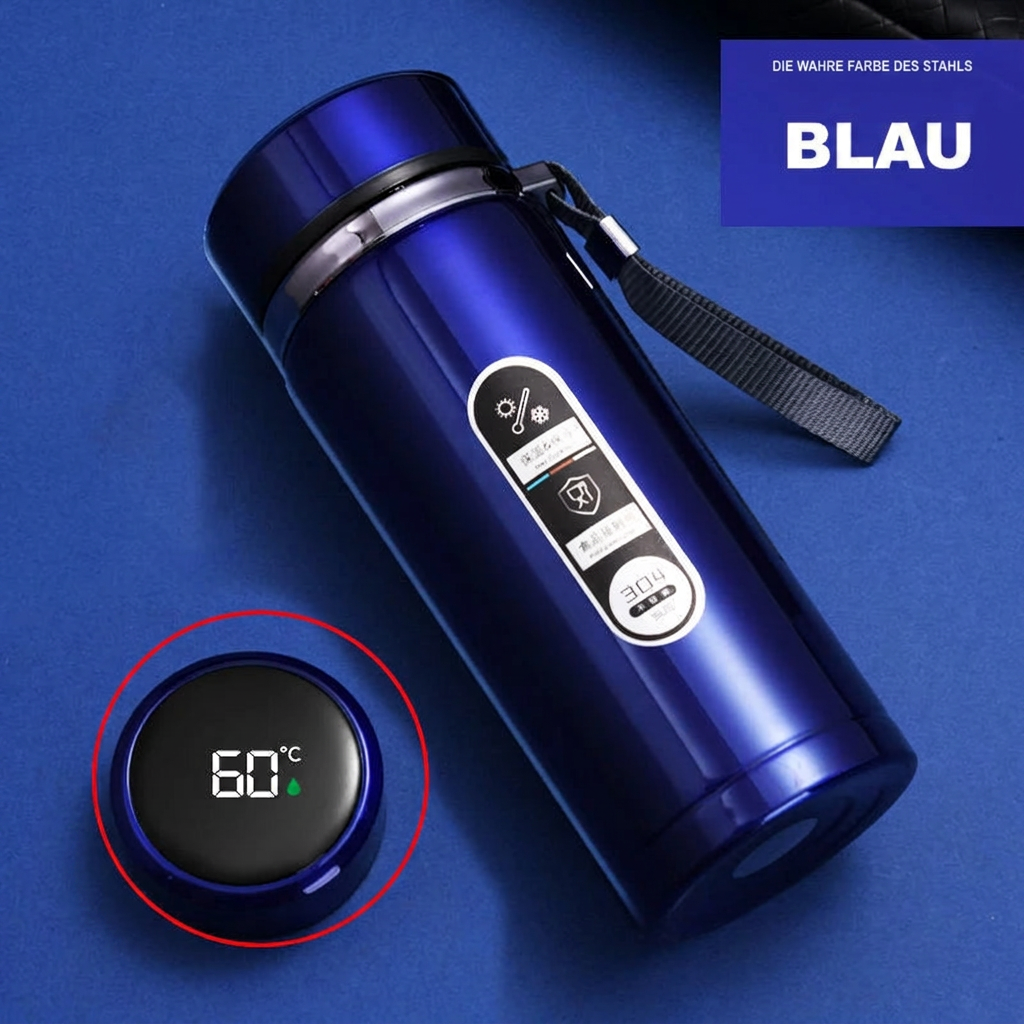 Thermosflasche mit LED-Temperaturanzeige - Edelstahl - 500 ml / 1 L