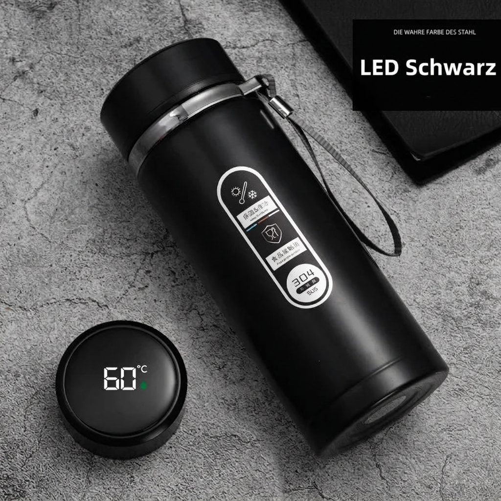 Thermosflasche mit LED-Temperaturanzeige - Edelstahl - 500 ml / 1 L