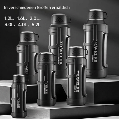 Isolierkanne 2 Liter - Edelstahl mit Tragegriff - 72 Stunden