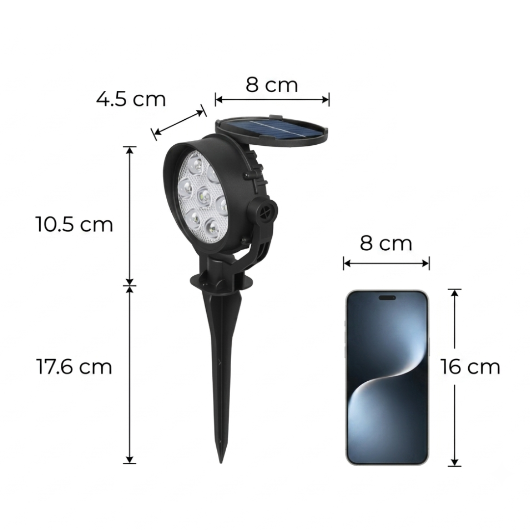 Solar-Gartenstrahler LED IP65 – 180° Verstellbar – Set mit 2 Stück