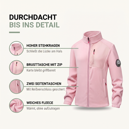 Fleecejacke Damen - Stehkragen mit Reißverschluss - Drei Reißverschlusstaschen