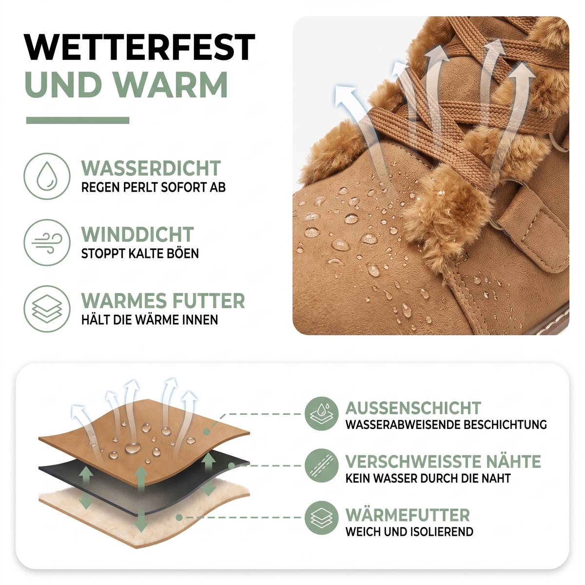 Winterstiefel Damen Plateau camel