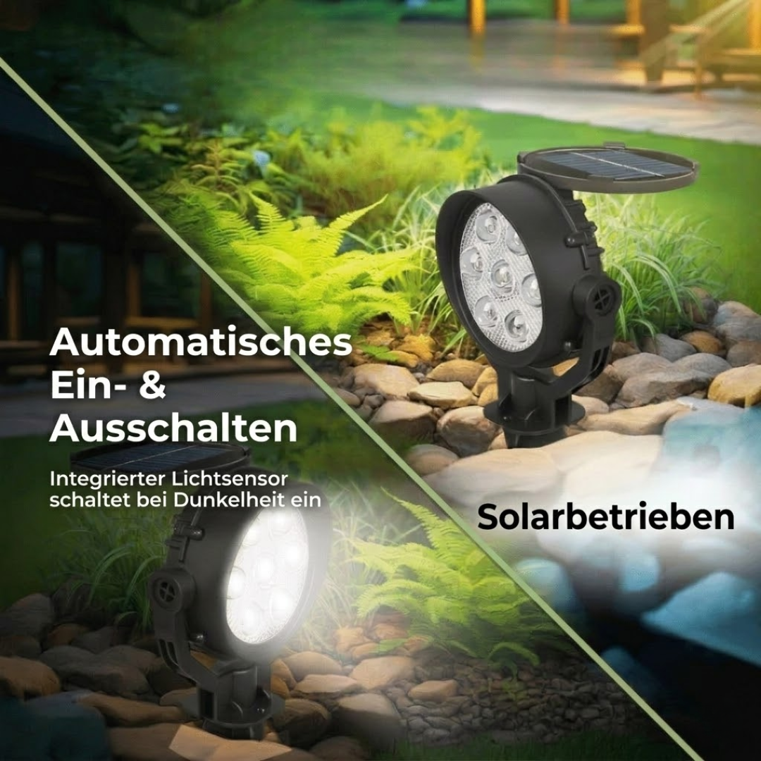 Solar-Gartenstrahler LED IP65 – 180° Verstellbar – Set mit 2 Stück