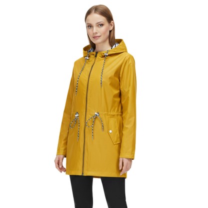 Regenjacke Damen mit Taillenzug - Übergangsjacke mit Kapuze, bis 5XL