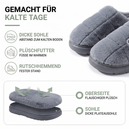 Hausschuhe Winter - dicke Sohle - warmes Plüschfutter