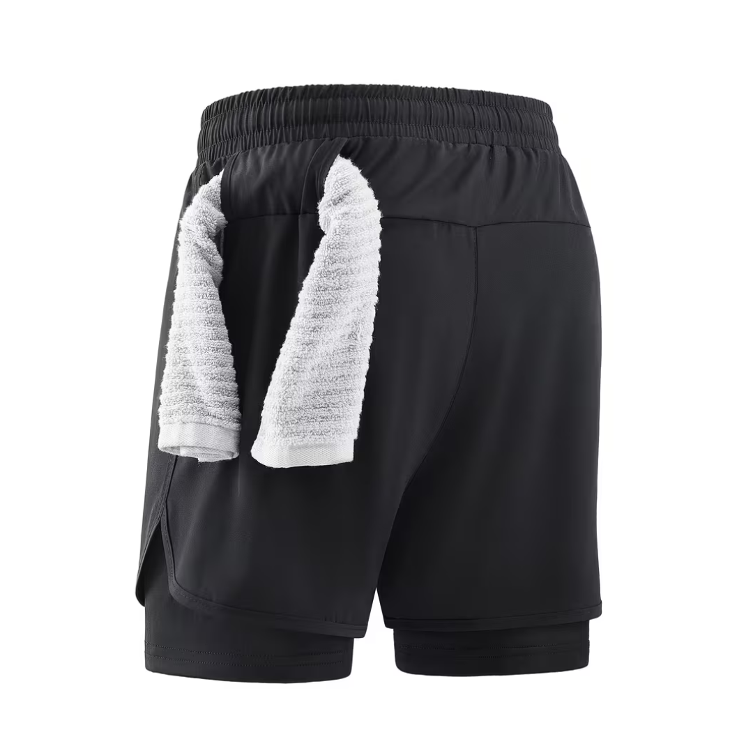 2-in-1 Herren Trainingsshorts – Integrierte Kompressions-Innenhose