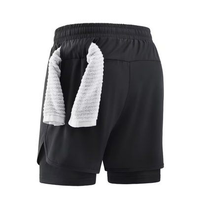 2-in-1 Herren Trainingsshorts – Integrierte Kompressions-Innenhose