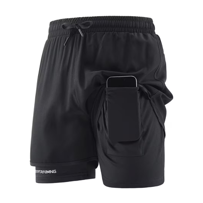 2-in-1 Herren Trainingsshorts – Integrierte Kompressions-Innenhose