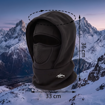 Maße der Fleece-Sturmhaube: 36 cm Höhe, 33 cm Breite