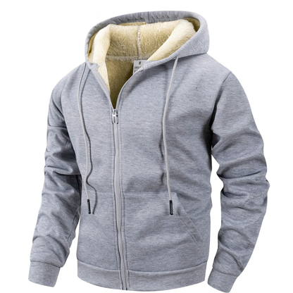 Fleecejacke Herren mit Kapuze sherpa-gefüttert schwarz