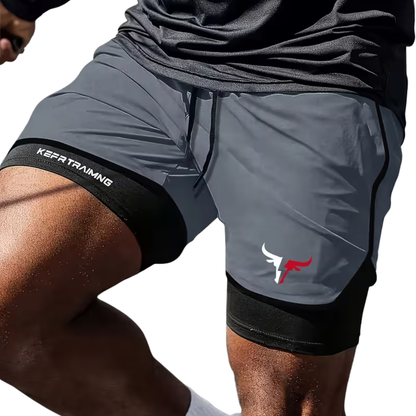 2-in-1 Herren Trainingsshorts – Integrierte Kompressions-Innenhose