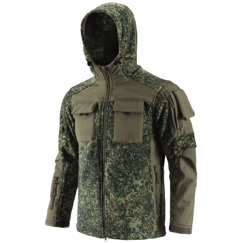 Fleecejacke Herren - Taktisch mit Kapuze - Camouflage & Uni