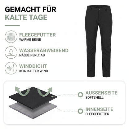 Outdoorhose Herren - fleecegefüttert - Slim Fit - wasserabweisend