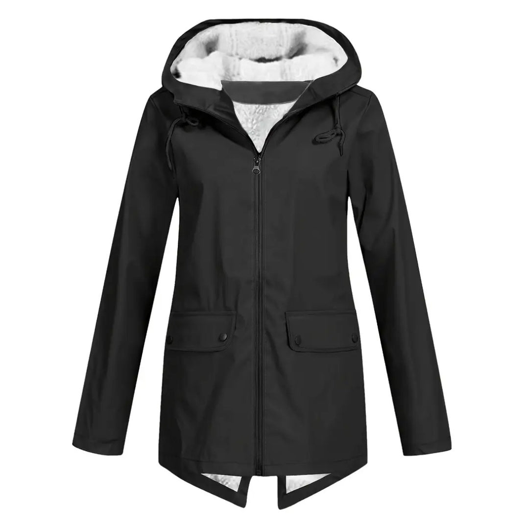 Übergangsjacke Damen - Regenjacke - Fleecegefüttert mit Kapuze